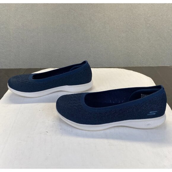 Skechers‎ GOGA MAT  Lite Vegan Washable Knit Skimmers Glimmer Navy Sneaker 8.5 - Picture 2 of 16